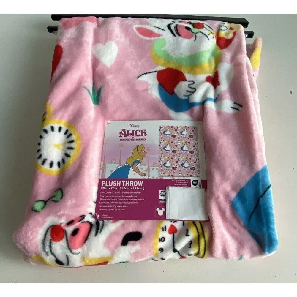 Disney Alice In Wonderland Throw Blanket Valentines Day 50 X 70”‎ White Rabbit